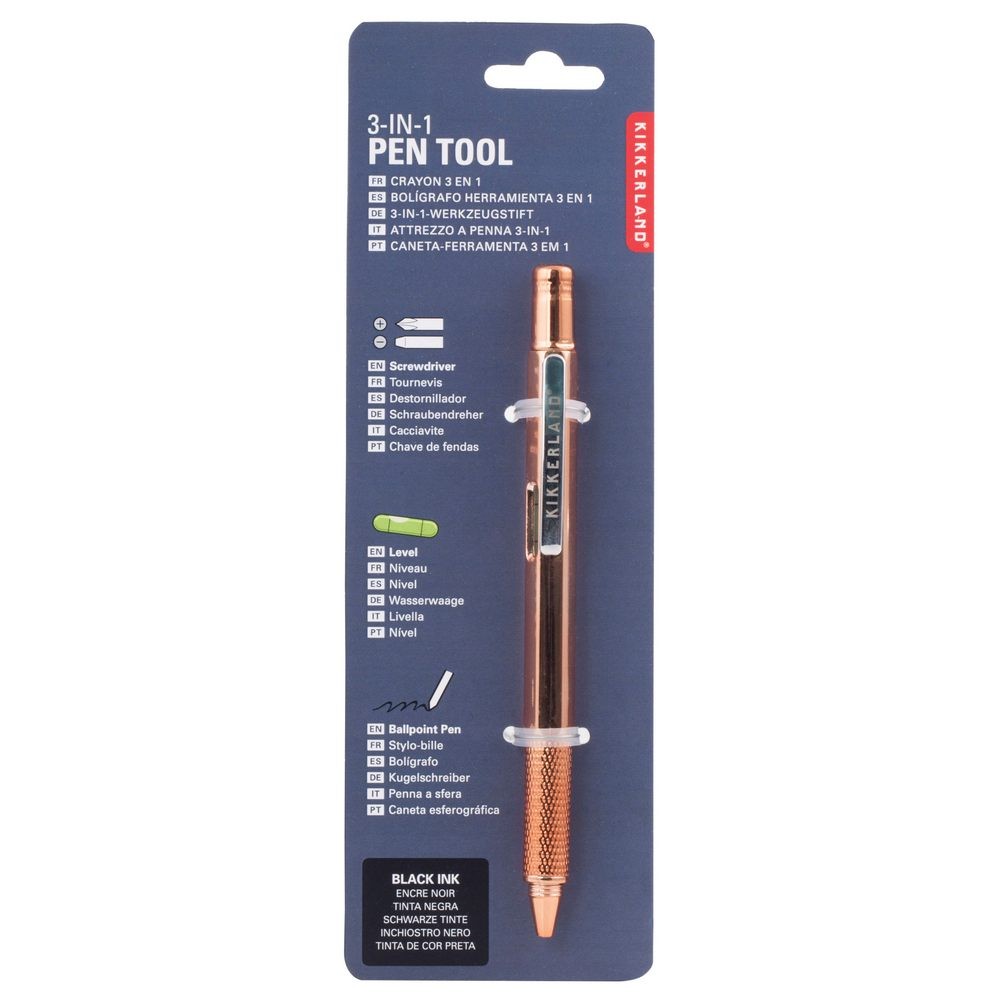 Gold Ruler Pen 4-In-1 Pen Tool - Screwdriver, level, ruler, pen - Gold