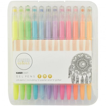 Colouring Book Gel Pens (12 Pastel + 12 Glitter)