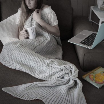 Luxe Mermaid Tail Blanket in Ash Grey