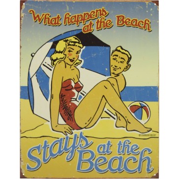 Tin Sign - Beach What Happens