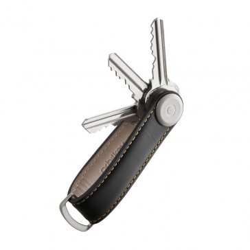 Orbitkey 2.0 Key Organiser Leather - Black with Tan Stitching