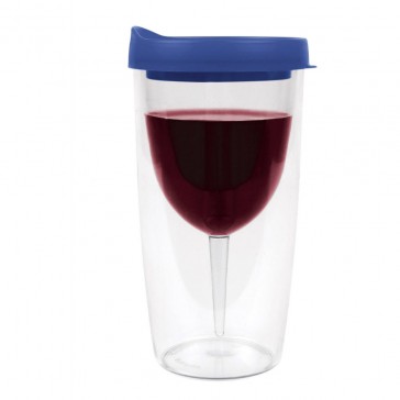PortaVino Sippy Cup Portable Wine Tumbler - Blue
