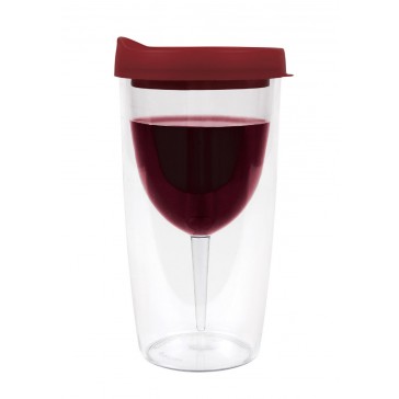 PortaVino Sippy Cup Portable Wine Tumbler - Red