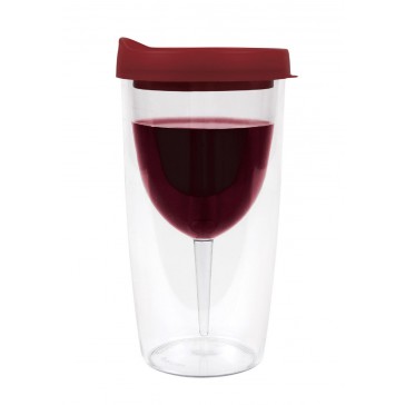 PortaVino Sippy Cup Portable Wine Tumbler - Red