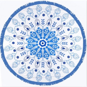 Seawaves Round Beach Towel 150cm - Clovelly