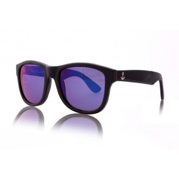 Royal Aquamarine Rockefeller Leather Wrap Midnight Black Sunglasses