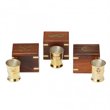 Shot Glass in Wood and Brass Keepsake Box