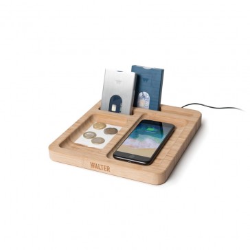 Walter Bamboo Wireless Charging Dock Desk Tidy