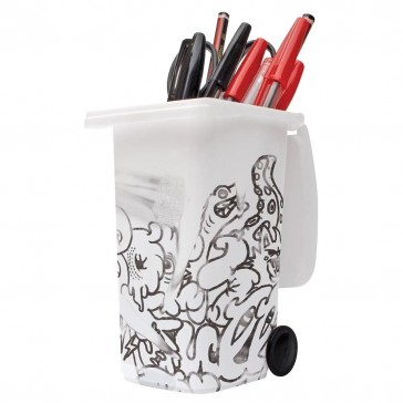 Wheelie Bin Desk Tidy - Drywipe With Pen