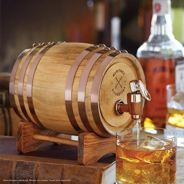 WOODEN WHISKEY BARREL DRINK DISPENSER