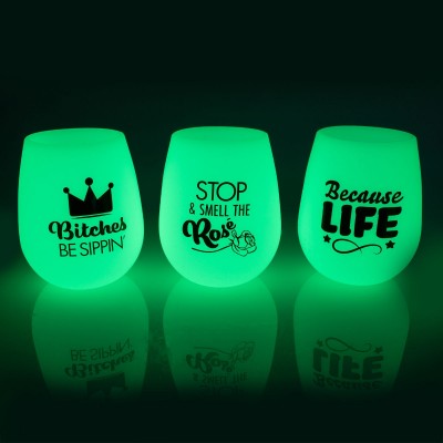 Glow In The Dark Silicone Stemless Wine Tumbler
