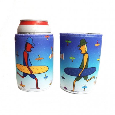 Kurly Wurly Bar Stubby Holder Cooler - Surfer Dudes - Blue