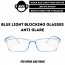 Blue Light Blocking Glasses Baby Blue Transparent Slim Square