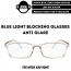 Blue Light Blocking Glasses Smoke Grey Transparent Slim Square